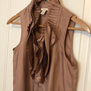 Maive pink silk JCrew sleeveless ruffled blouse